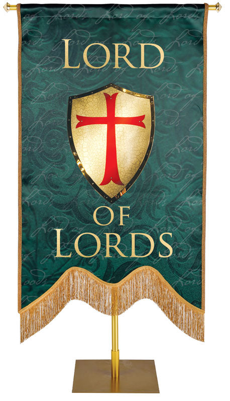 Overstock Names of Christ M-Shape Lord of Lords Embellished Banner (5 ft x 7 ft, Hunter Green)