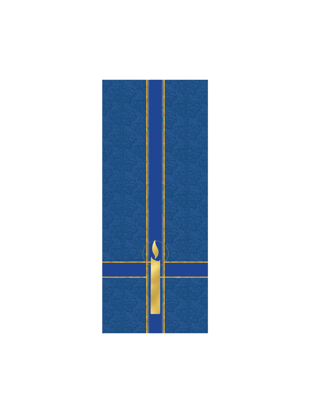 Pulpit Scarf Tapestries of Faith Design Candle Symbol in Gold on Blue, Green, Purple, Red, or White Banner