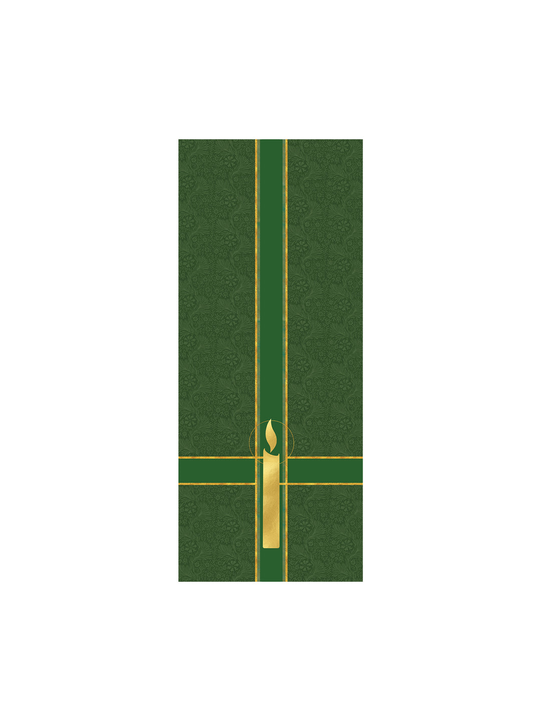 Pulpit Scarf Tapestries of Faith Design Candle Symbol in Gold on Blue, Green, Purple, Red, or White Banner