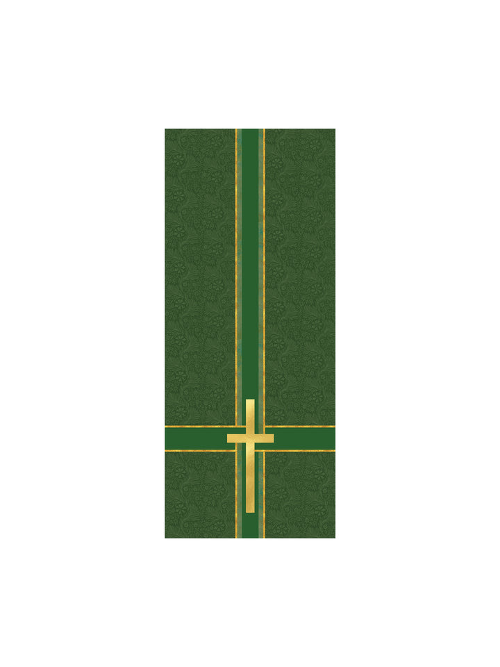 Pulpit Scarf Tapestries of Faith Design Cross Symbol in Gold on Blue, Green, Purple, Red, or White Banner