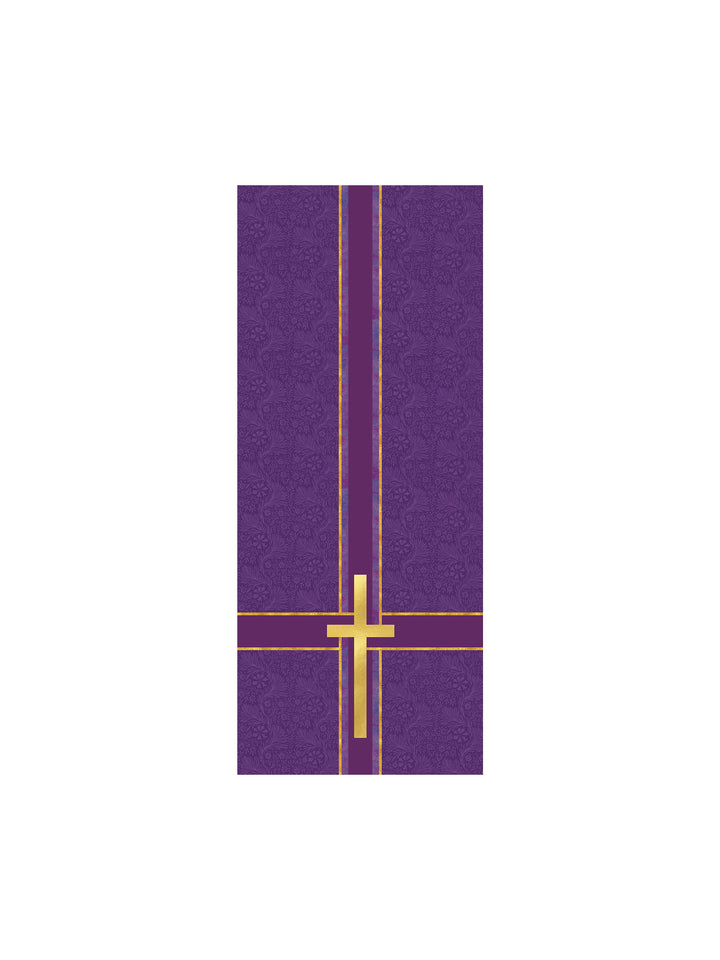 Pulpit Scarf Tapestries of Faith Design Cross Symbol in Gold on Blue, Green, Purple, Red, or White Banner