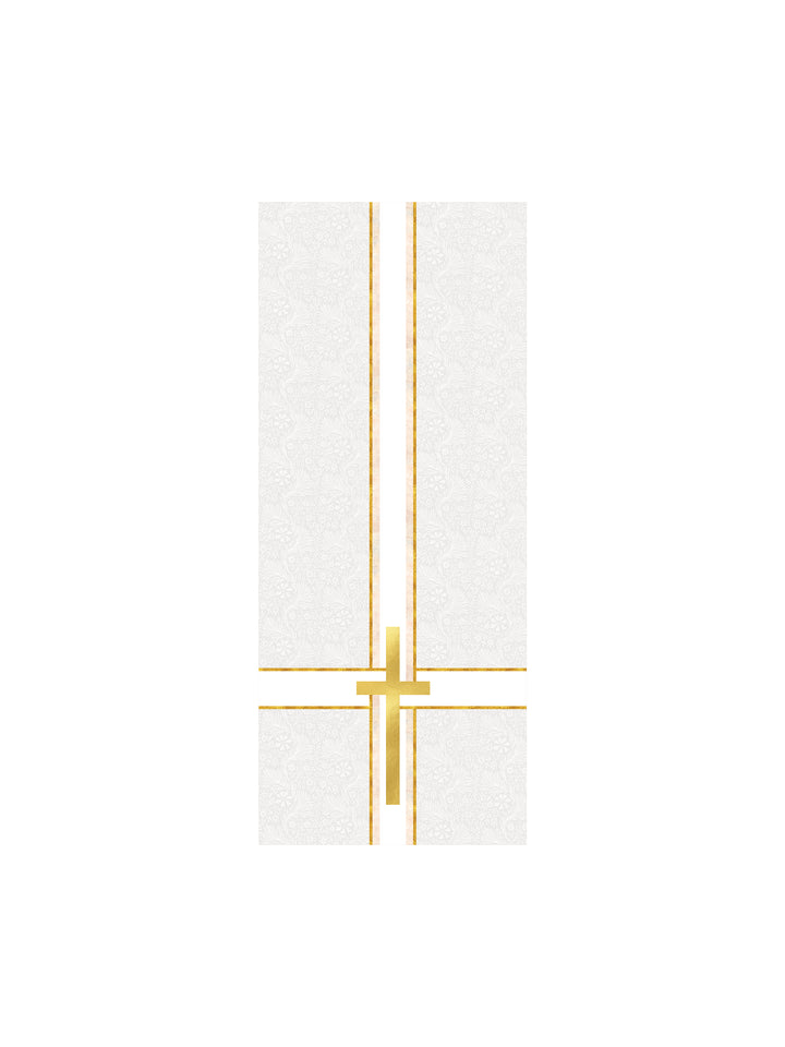 Pulpit Scarf Tapestries of Faith Design Cross Symbol in Gold on Blue, Green, Purple, Red, or White Banner