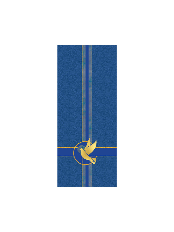 Pulpit Scarf Tapestries of Faith Design Dove Symbol in Gold on Blue, Green, Purple, Red, or White Banner
