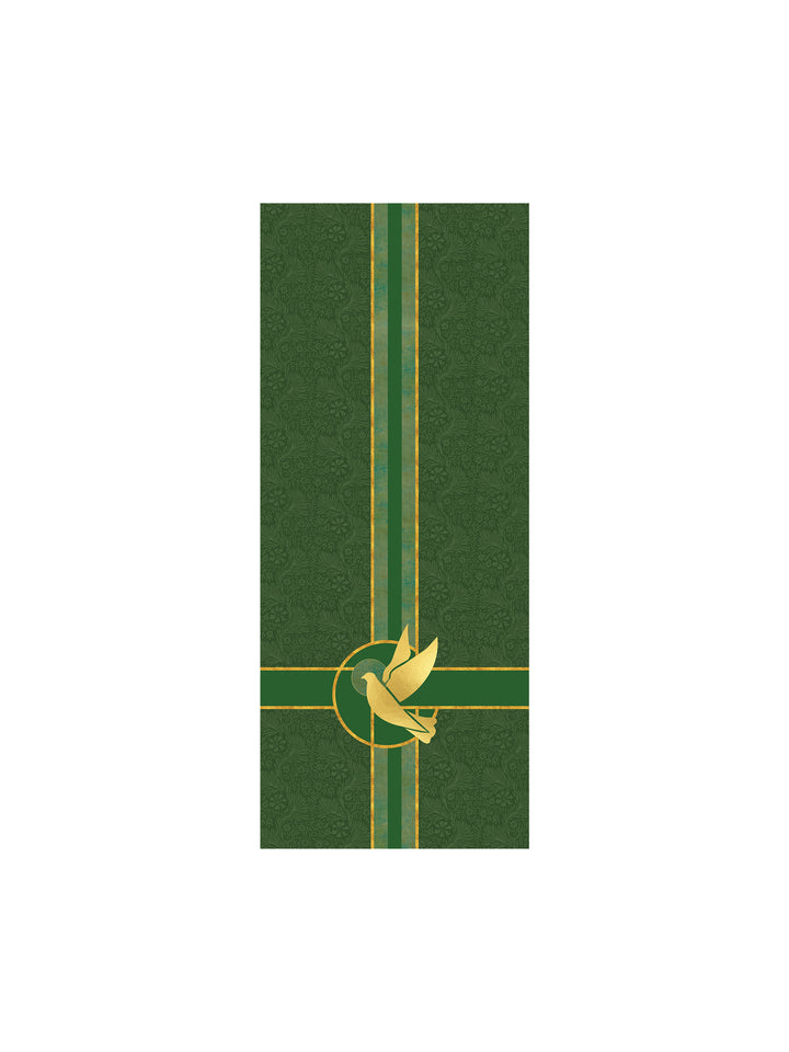 Pulpit Scarf Tapestries of Faith Design Dove Symbol in Gold on Blue, Green, Purple, Red, or White Banner