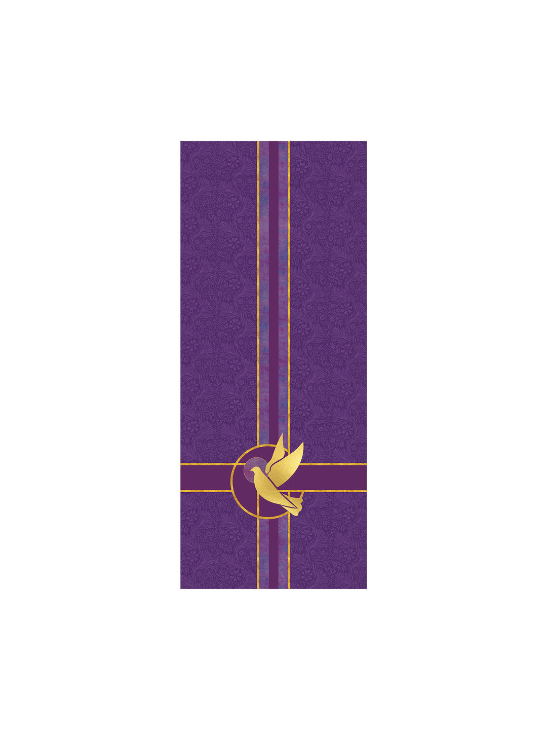 Pulpit Scarf Tapestries of Faith Design Dove Symbol in Gold on Blue, Green, Purple, Red, or White Banner