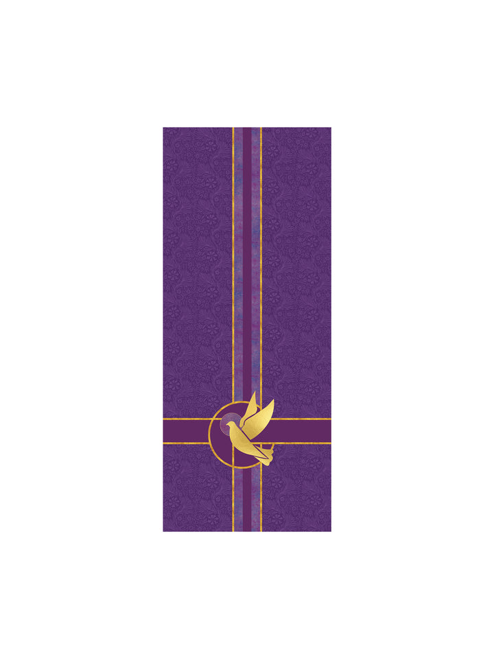 Pulpit Scarf Tapestries of Faith Design Dove Symbol in Gold on Blue, Green, Purple, Red, or White Banner