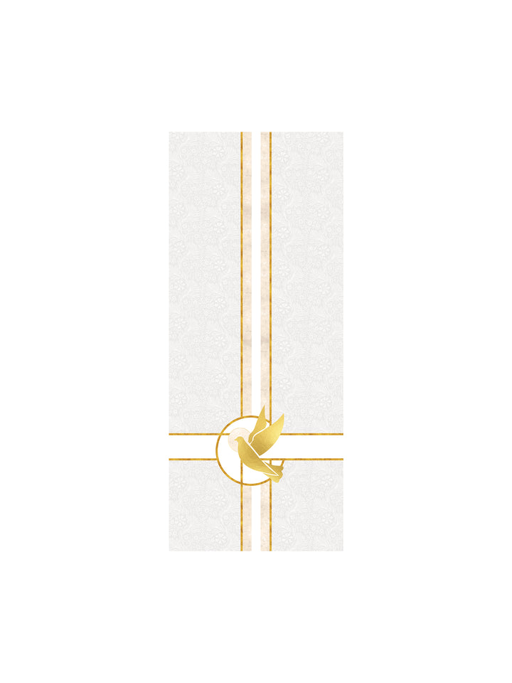 Pulpit Scarf Tapestries of Faith Design Dove Symbol in Gold on Blue, Green, Purple, Red, or White Banner