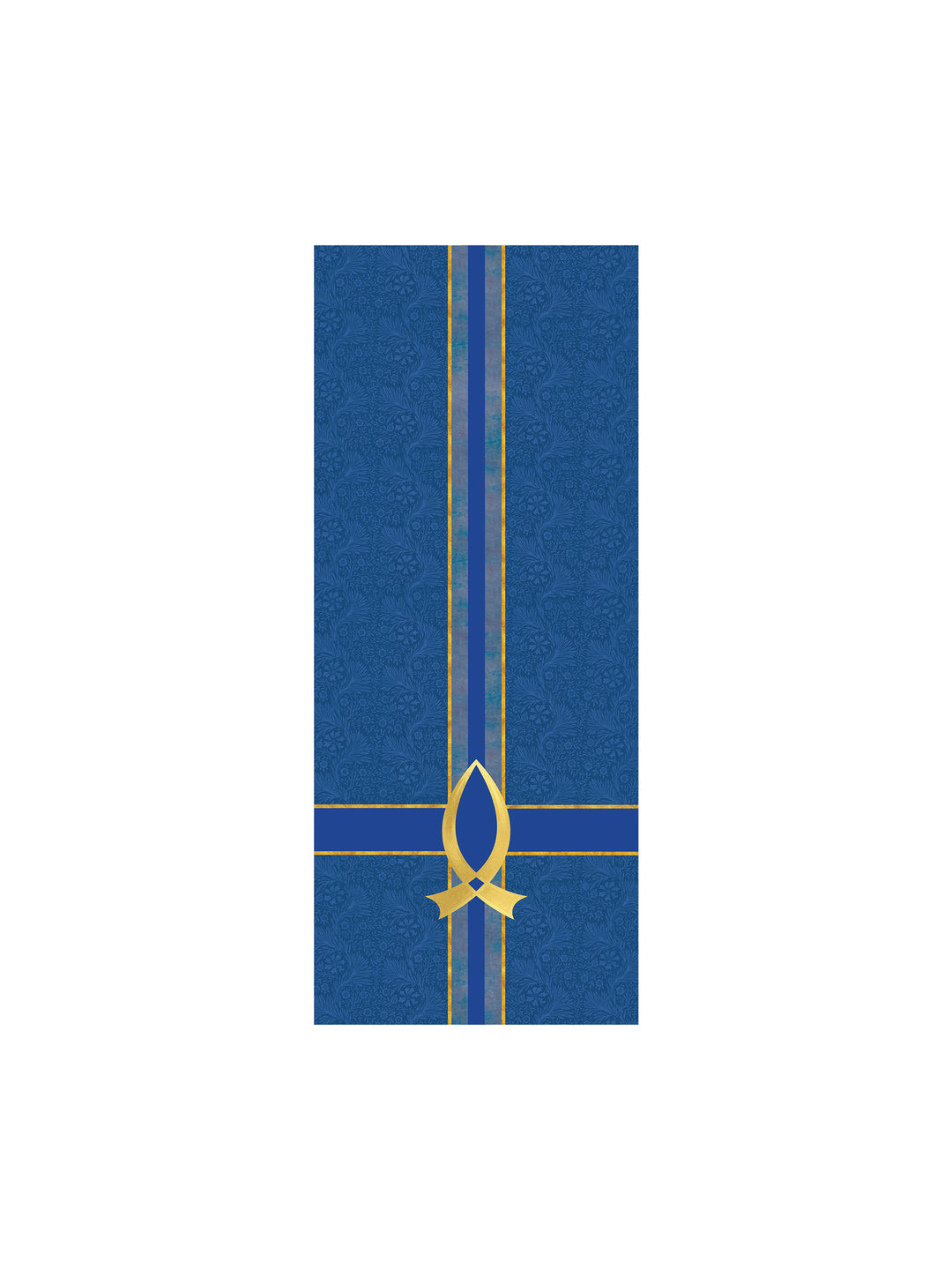 Pulpit Scarf Tapestries of Faith Design Fish Symbol in Gold on Blue, Green, Purple, Red, or White Banner