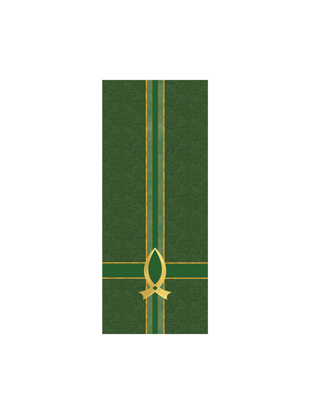 Pulpit Scarf Tapestries of Faith Design Fish Symbol in Gold on Blue, Green, Purple, Red, or White Banner