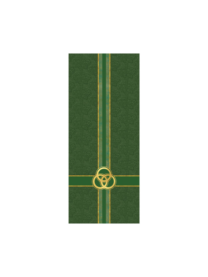 Pulpit Scarf Tapestries of Faith Design Trinity Symbol in Gold on Blue, Green, Purple, Red, or White Banner