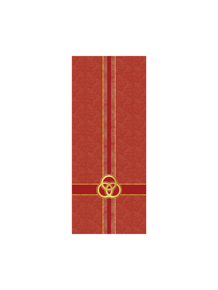 Pulpit Scarf Tapestries of Faith Design Trinity Symbol in Gold on Blue, Green, Purple, Red, or White Banner
