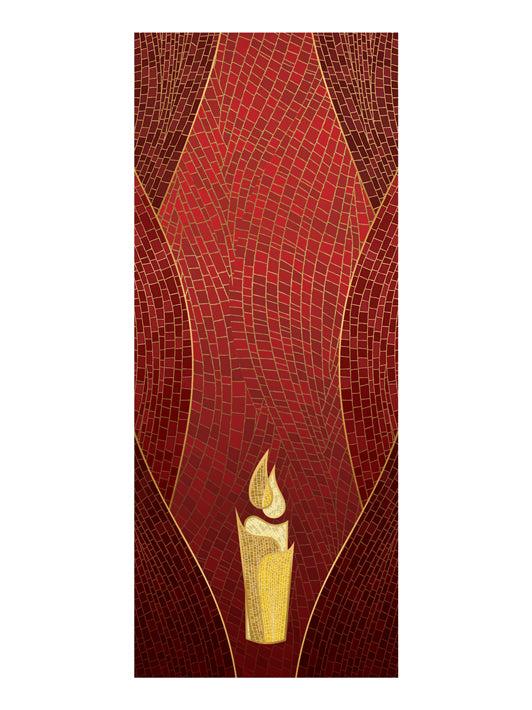 Pulpit Scarf Christmas Mosaic Design Candle Symbol in Gold on Blue, Green, Purple, Red, or White Banner