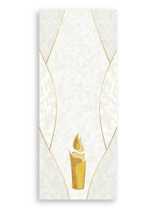 Pulpit Scarf Christmas Mosaic Design Candle Symbol in Gold on Blue, Green, Purple, Red, or White Banner