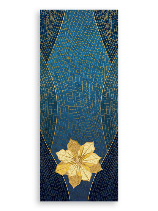 Pulpit Scarf Christmas Mosaic Design Poinsettia Symbol in Gold on Blue, Green, Purple, Red, or White Banner