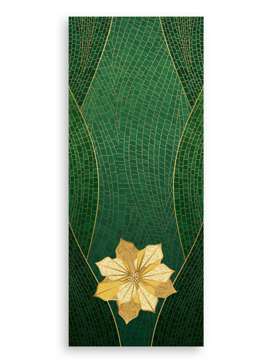 Pulpit Scarf Christmas Mosaic Design Poinsettia Symbol in Gold on Blue, Green, Purple, Red, or White Banner