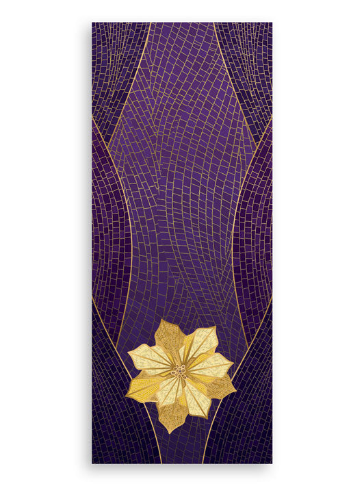Pulpit Scarf Christmas Mosaic Design Poinsettia Symbol in Gold on Blue, Green, Purple, Red, or White Banner
