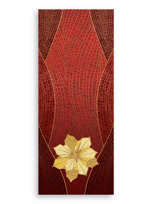 Pulpit Scarf Christmas Mosaic Design Poinsettia Symbol in Gold on Blue, Green, Purple, Red, or White Banner