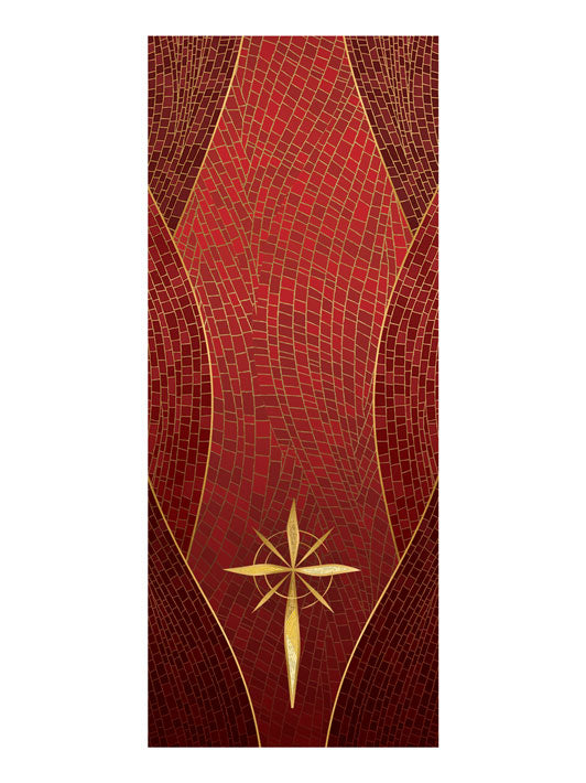 Pulpit Scarf Christmas Mosaic Design Star Symbol in Gold on Blue, Green, Purple, Red, or White Banner