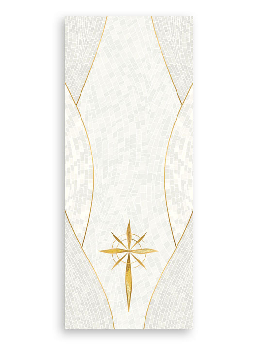 Pulpit Scarf Christmas Mosaic Design Star Symbol in Gold on Blue, Green, Purple, Red, or White Banner