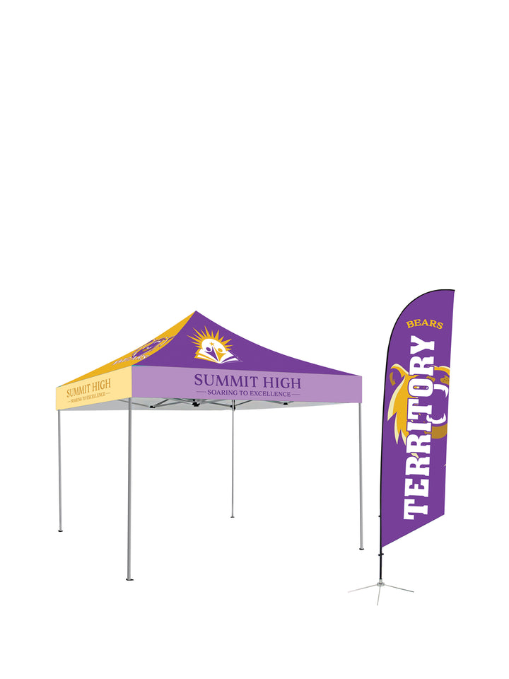 Custom Angled Feather Flag and Tent