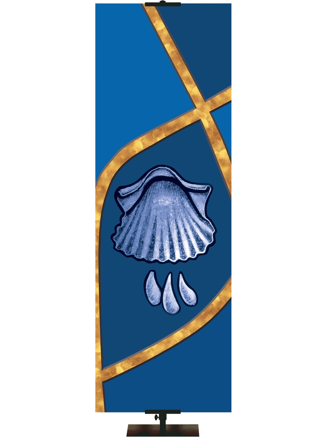Overstock Christian Symbol - Baptismal Shell (2 ft x 6 ft, Blue, Pole Hems)