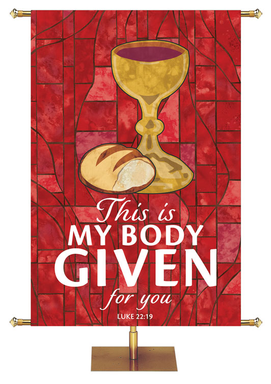 This Is My Body - Communion Stained Glass Classics Red 4x6 Format
