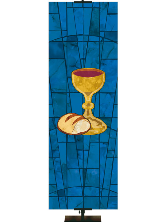 Communion Symbol - Stained Glass Classics Blue 2x6 Format