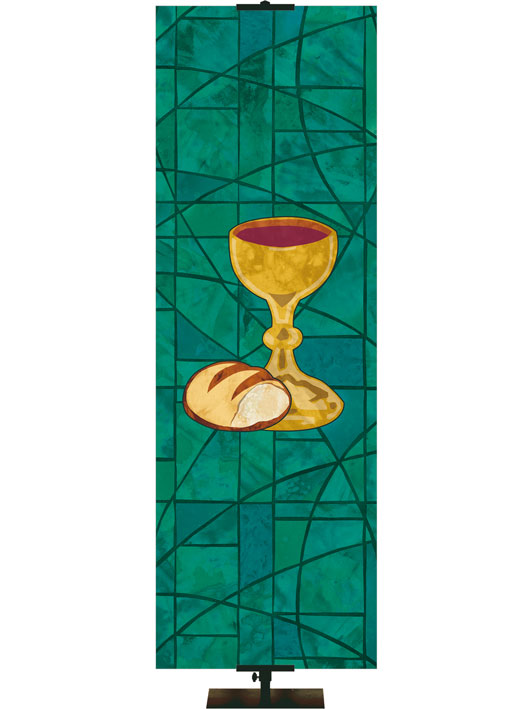 Communion Symbol - Stained Glass Classics Green 2x6 Format