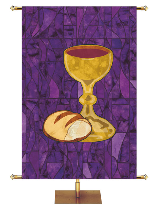 Communion Symbol - Stained Glass Classics Purple 4x6 Format