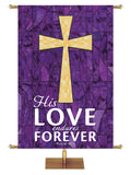 His Love Endures Forever - Cross - Stained Glass Classics Purple 4x6 Format