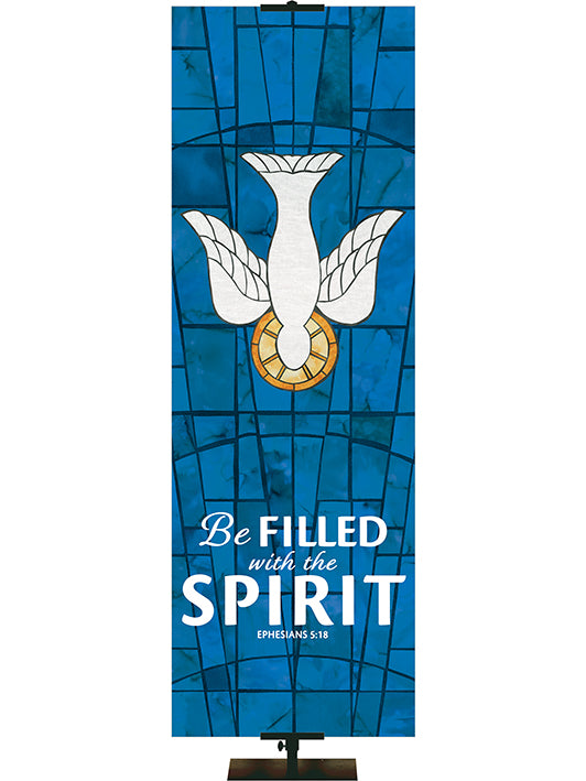 Be Filled With The Spirit - Dove - Stained Glass Classics Blue 2x6 Format