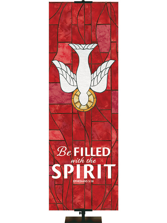 Be Filled With The Spirit - Dove - Stained Glass Classics Red 2x6 Format