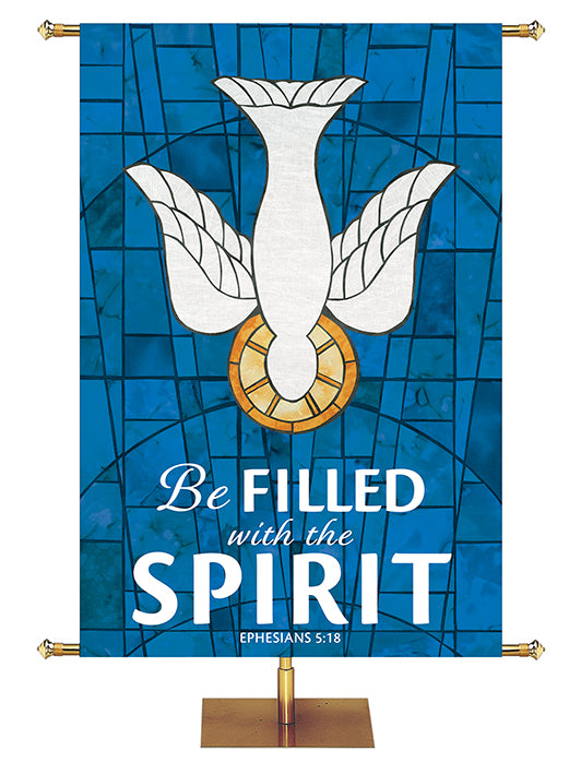 Be Filled With The Spirit - Dove - Stained Glass Classics Blue 4x6 Format
