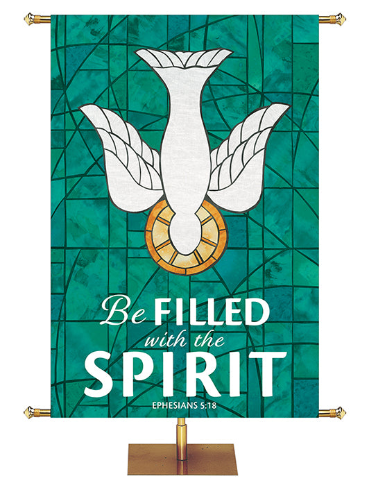 Be Filled With The Spirit - Dove - Stained Glass Classics Green 4x6 Format