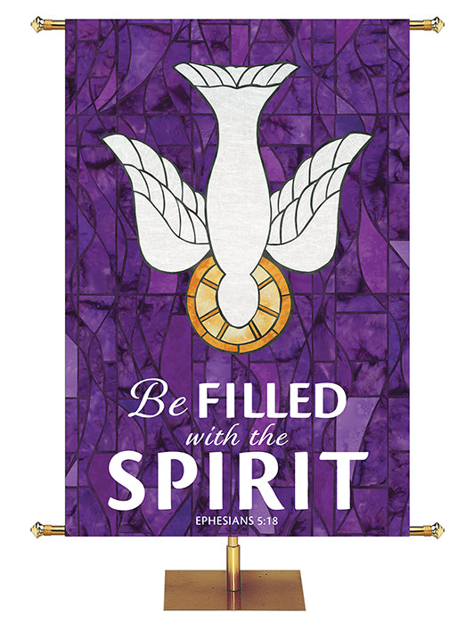 Be Filled With The Spirit - Dove - Stained Glass Classics Purple 4x6 Format