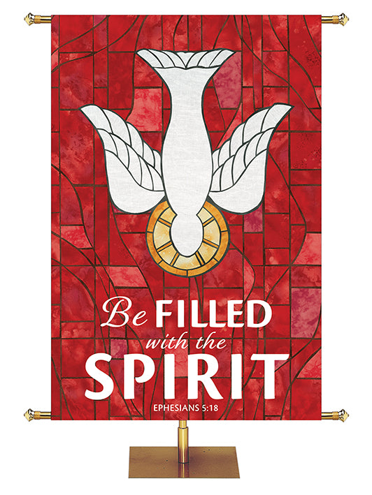 Be Filled With The Spirit - Dove - Stained Glass Classics Red 4x6 Format