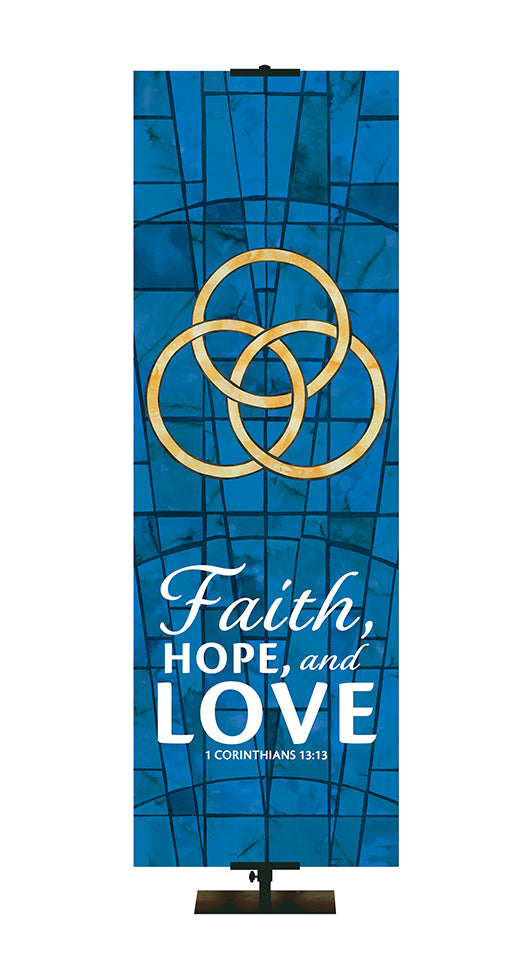 Faith Hope And Love - Trinity - Stained Glass Classics Blue 2x6 Format