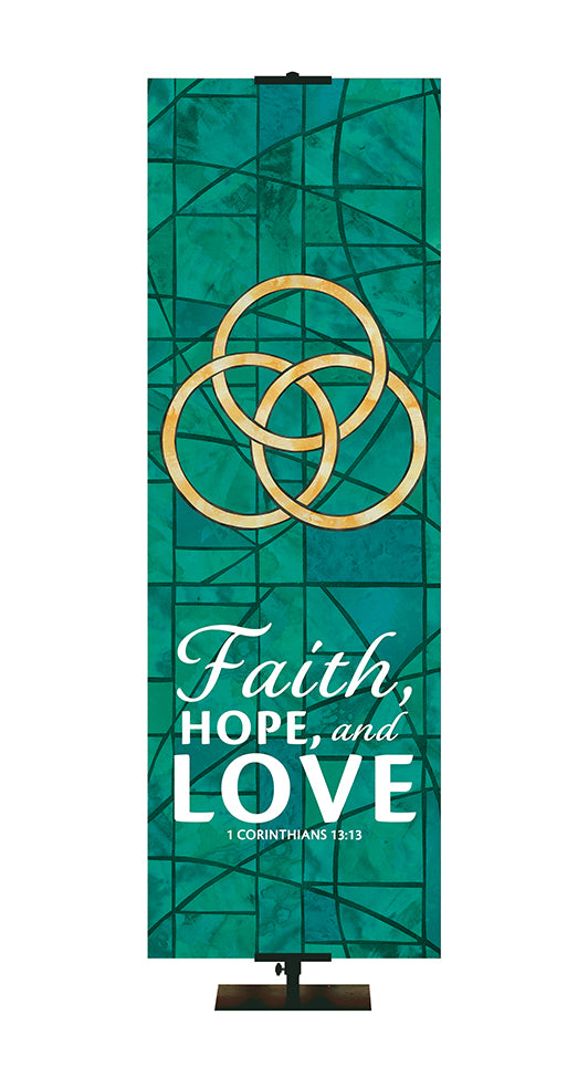 Faith Hope And Love - Trinity - Stained Glass Classics Green 2x6 Format