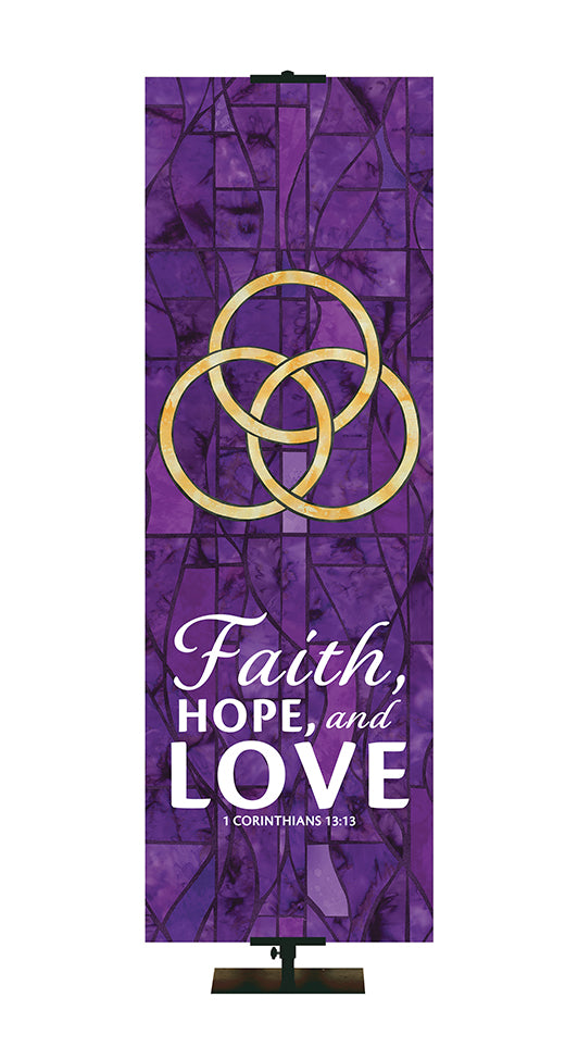 Faith Hope And Love - Trinity - Stained Glass Classics Purple 2x6 Format