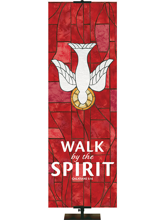 Overstock Walk By The Spirit - Dove - Stained Glass Classics (3 ft x 9 ft, Pole Hems, Red)