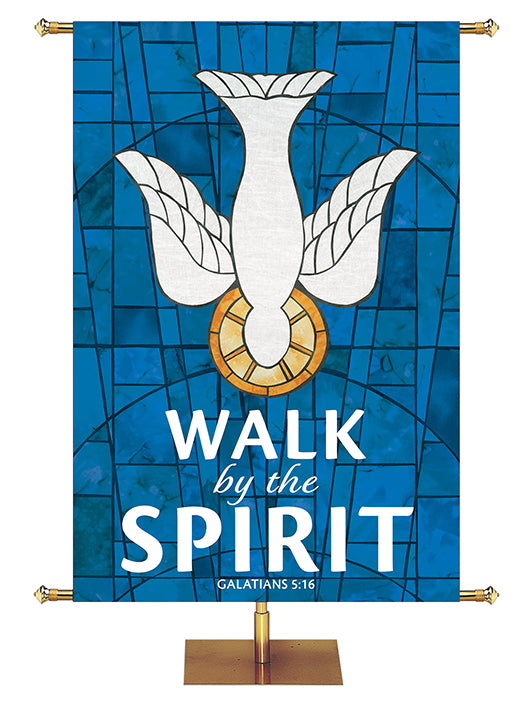 Walk By The Spirit - Dove - Stained Glass Classics Blue 4x6 Format