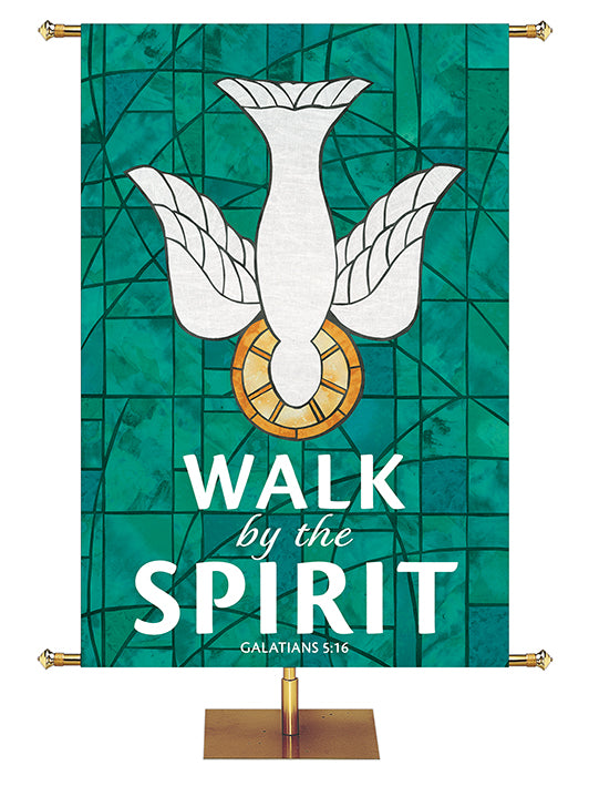 Walk By The Spirit - Dove - Stained Glass Classics Green 4x6 Format