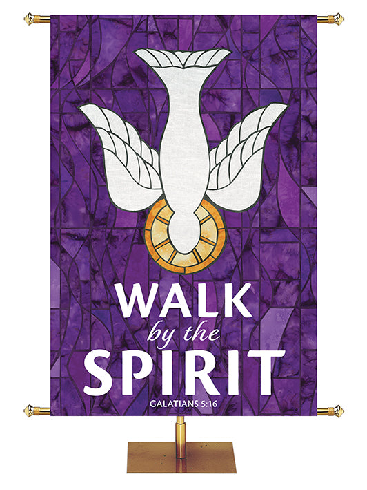 Walk By The Spirit - Dove - Stained Glass Classics Purple 4x6 Format