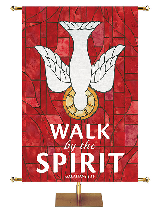 Walk By The Spirit - Dove - Stained Glass Classics Red 4x6 Format
