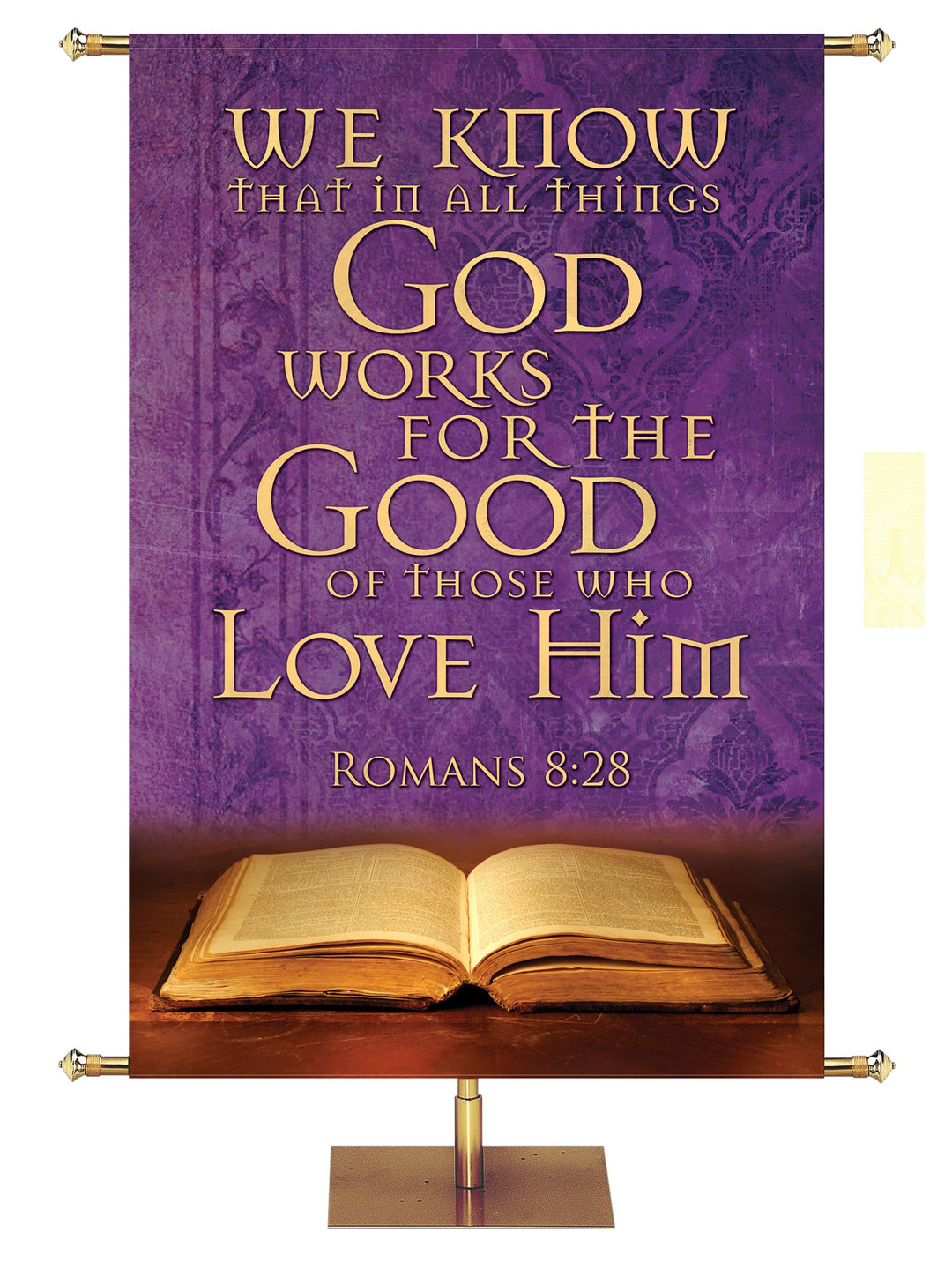 Overstock Scriptures For Life God Works for the Good (3 ft x 5 ft, Purple, Pole Hems)