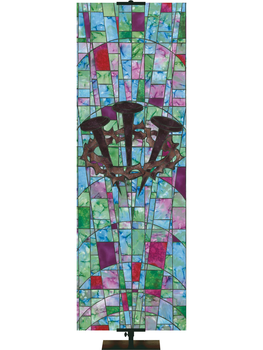  Overstock Stained Glass Symbols of Faith Crown of Thorns (18 in x 5 ft, Pole Hems)