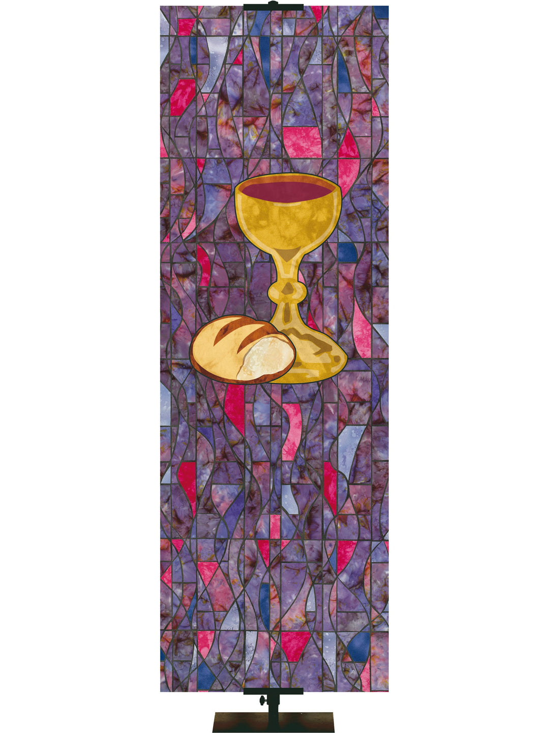 Overstock Stained Glass Symbols of Faith Communion (2 ft x 6 ft, Pole Hems)