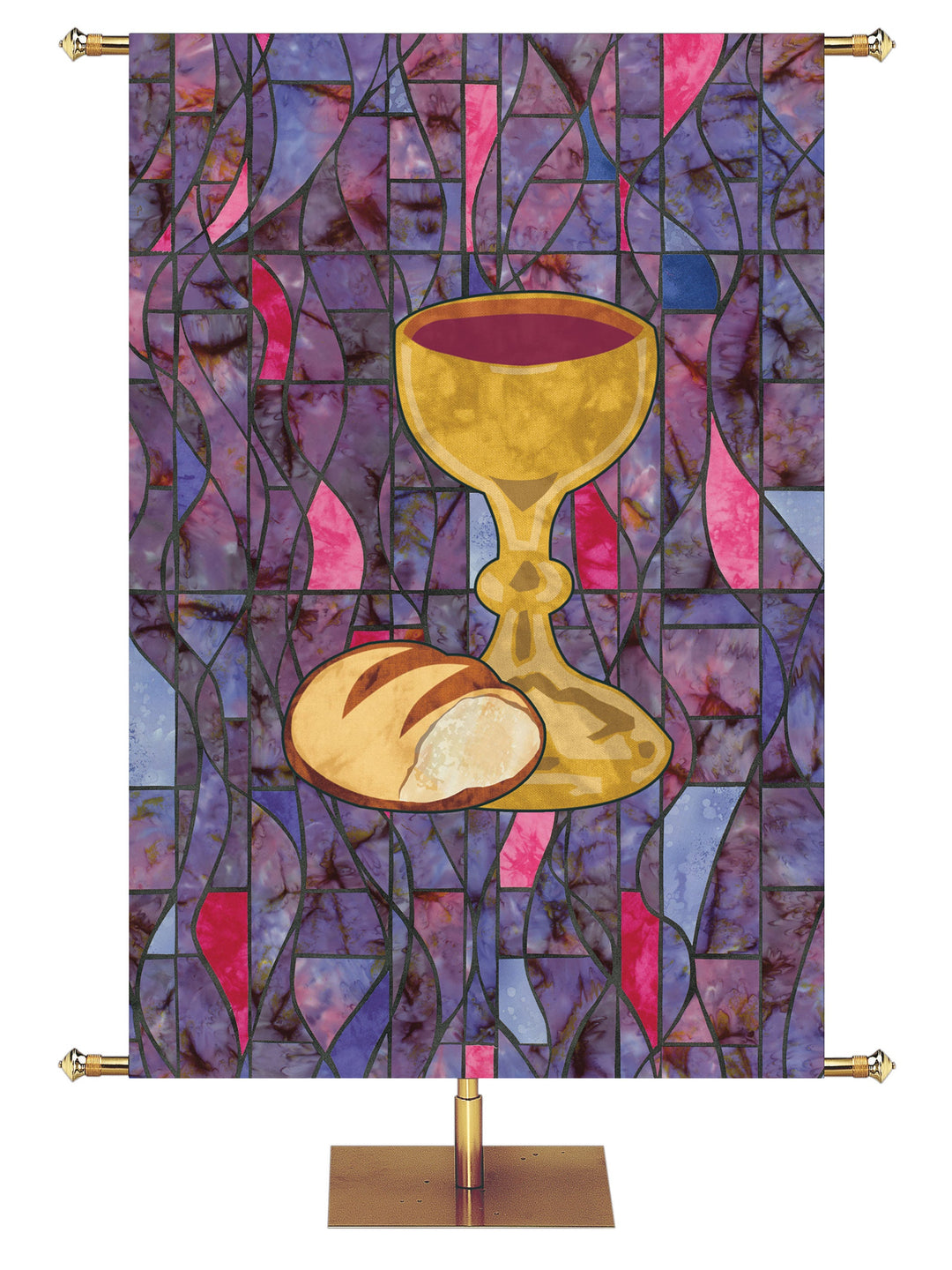 Overstock Stained Glass Symbols of Faith Communion (3 ft x 5 ft, Pole Hems)