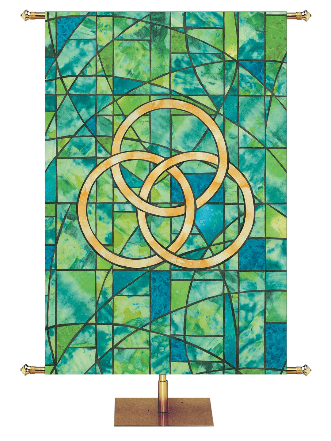 Overstock Stained Glass Symbols of Faith Trinity Overstock Clearance Banner 3X5