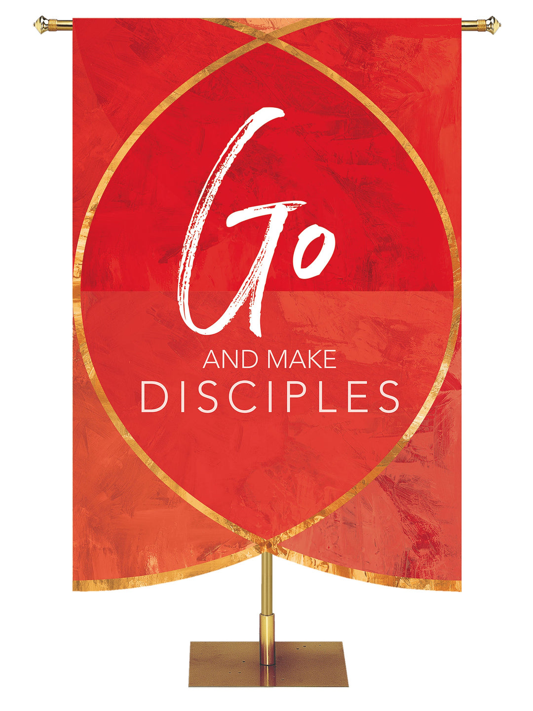  Irregular Scripture Silhouettes Go And Make Disciples (5 ft x 7 ft, Red, Pole Hems)